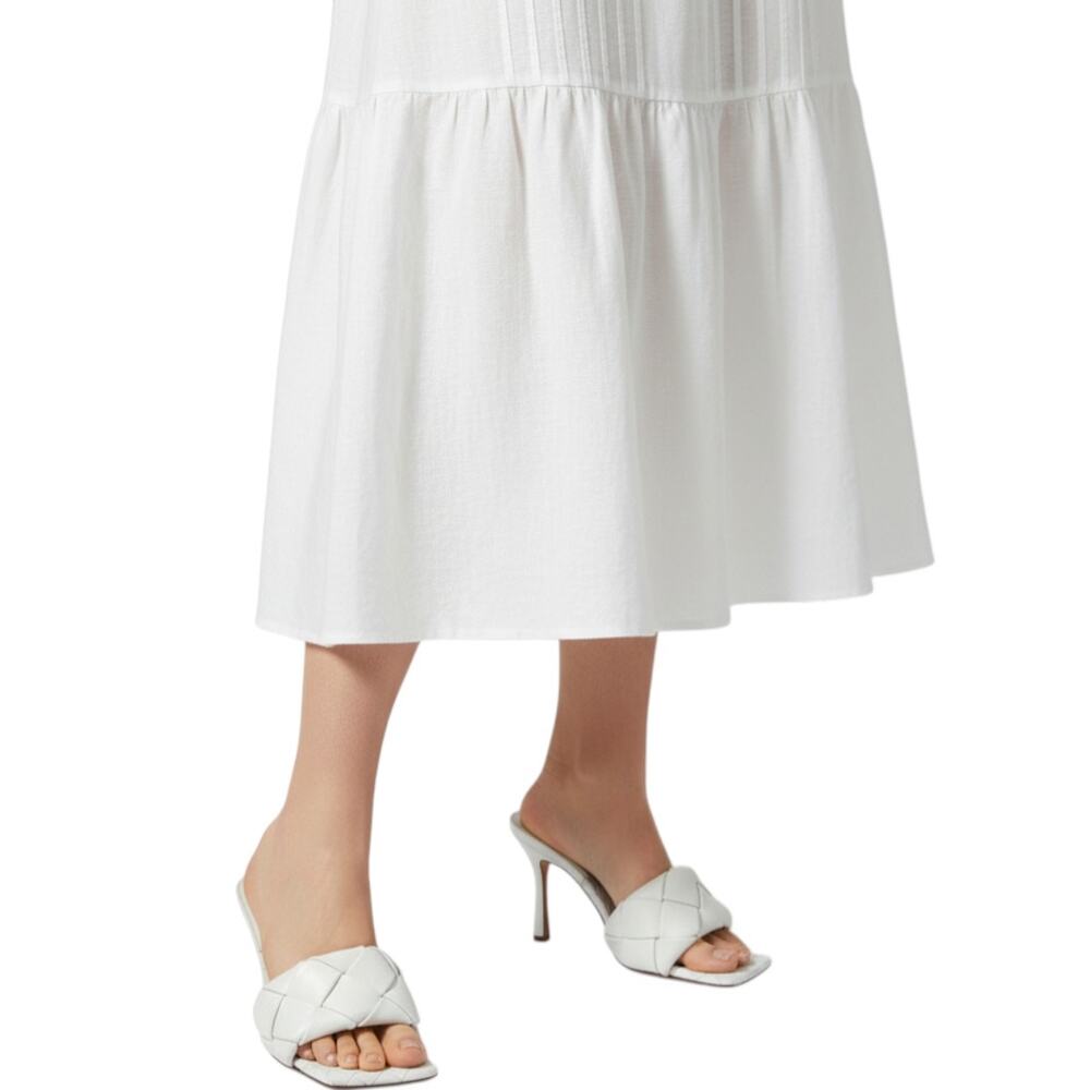 Bottega Veneta Leather Intrecciato Weave Lido Heeled Mules Sandals White Size 36